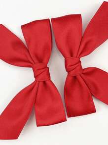 2个红色蝴蝶结发夹，女士发卡，配饰 - 紅色 - 查看 4