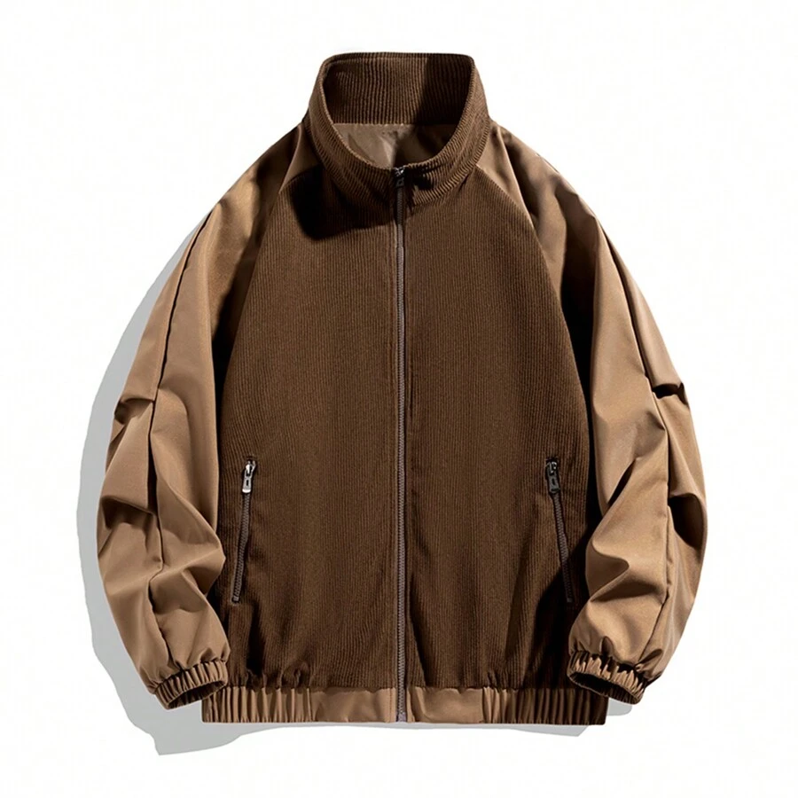 Men's Spring And Autumn Loose Fit American Style Casual All-Match Jacket - Coffee Brown - View 1