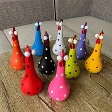 1 件樹脂工藝公雞裝飾品、花園裝飾品、長頸雞雕像 - 彩色 - 查看 4