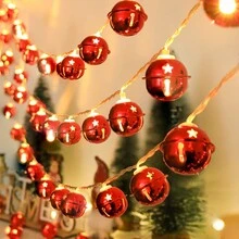 1pc 2m/10 Led Red Bell Shaped Lights String For Christmas Decoration & Festival Lighting - Yellow - View 2