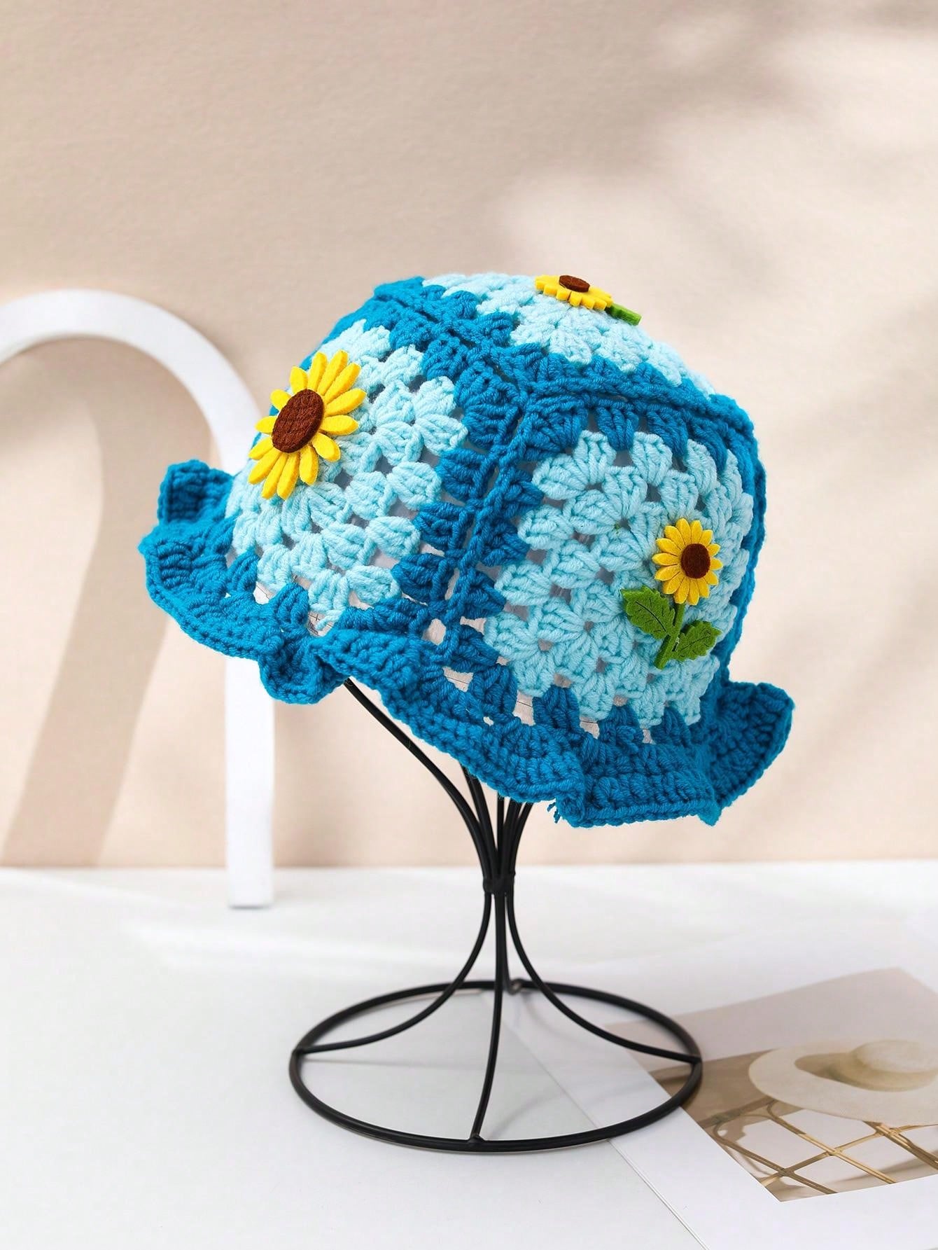 Sunflower Decor Crochet Hat SHEIN USA