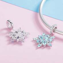 WOSTU 1 件 925 純銀冬季水晶雪花系列珠子女裝珠寶製作吊飾適合原創手鍊和項鍊 Diy - 銀色 - 查看 9