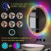 Lvifur RGB Anti-Fog Bathroom Mirror, LED Irregular Backlit Vanity Mirror with 7 Colors Dimmable,Adjustable Brightness,Momery Function,Wall Mounted Vanity Mirror, Lighted Bathroom Mirror