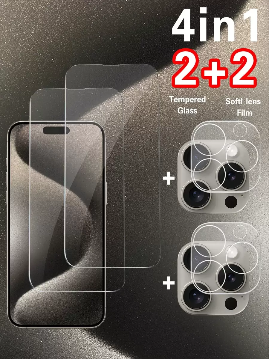 4 件 Apple 全屏防窥隐私屏幕保护膜 + 2 件相机镜头保护膜，兼容 iPhone 15 Pro Max/16/16 Pro，兼容 iPhone 14 Pro Max/14 Pro/14，防偷窥兼容 iPhone 13 Pro Max/13 Pro、12/11/7 Plus - 無色 - 查看 1