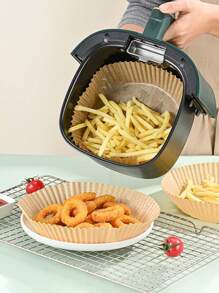 單色簡約風圓形空氣炸鍋內鍋, 廚房用途空氣炸鍋墊, 空氣炸鍋紙, 空氣炸鍋機 - 棕色 - 查看 3