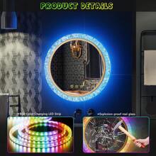 Lvifur RGB Anti-Fog Bathroom Mirror, LED Irregular Backlit Vanity Mirror with 7 Colors Dimmable,Adjustable Brightness,Momery Function,Wall Mounted Vanity Mirror, Lighted Bathroom Mirror