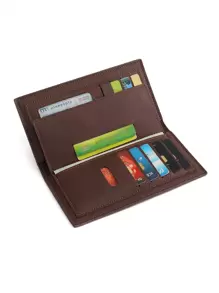 新款复古风格时尚两折男士钱包简约多槽拉链学生钱包超薄便携现金白领女性适合女士大学工作商务通勤办公室周年纪念情侣生日礼物情人节礼物男士钱包钱包长款钱包 - 咖啡棕 - 查看 5