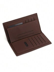 新款复古风格时尚两折男士钱包简约多槽拉链学生钱包超薄便携现金白领女性适合女士大学工作商务通勤办公室周年纪念情侣生日礼物情人节礼物男士钱包钱包长款钱包 - 咖啡棕 - 查看 7