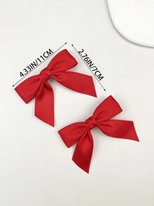 2个红色蝴蝶结发夹，女士发卡，配饰 - 紅色 - 查看 6