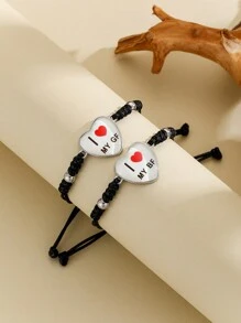 ATLVXJL 2 件/套情侣在黑暗中成长我爱我的男朋友和我爱我的女朋友简约装饰魅力针织手链情人节礼物，妈妈，母亲，母亲节，礼物