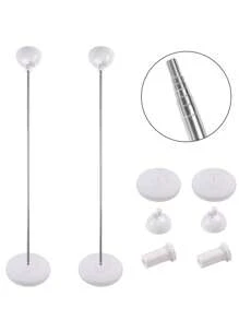 2套可調節氣球柱支撐架金屬氣球架支架帶塑膠底座適合婚禮裝飾生日新生兒派對