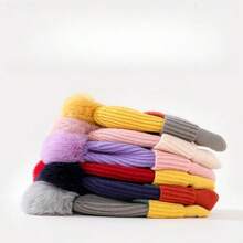 1入組兒童卡通針織帽子和圍巾套裝,溫暖可愛的設計,適合冬日日常穿著和戶外穿著 - 藏蓝色 - 查看 6