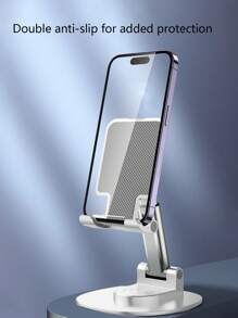 1pc Foldable & Extendable Phone Stand, 360° Rotatable Aluminum Alloy Base, Slouchy Streaming Portable Holder - White - View 9