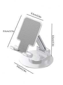 1pc Foldable & Extendable Phone Stand, 360° Rotatable Aluminum Alloy Base, Slouchy Streaming Portable Holder - White - View 10