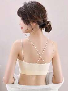 Comfortable Cross Back Top One Size | Blouse With Crossed Strap, Open Back - Black - View 6