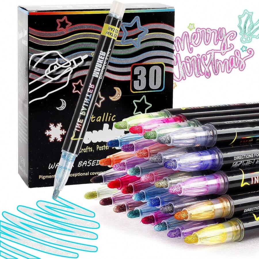 30 Colors Dual-line Acrylic Marker Pen - Multicolor - View 1