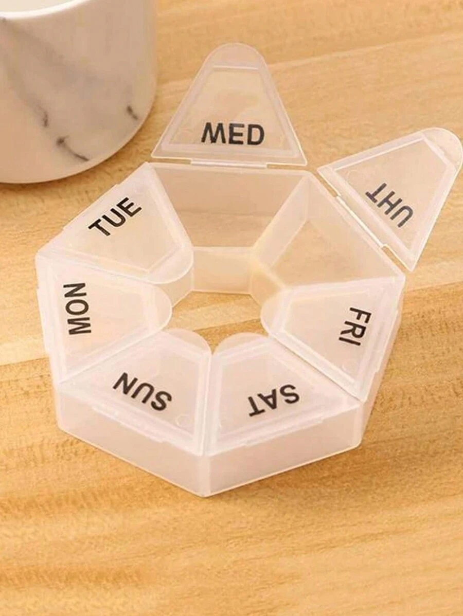 1pc Portable Mini 7-day Pill Box, Travel Storage Container