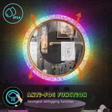 Lvifur RGB Anti-Fog Bathroom Mirror, LED Irregular Backlit Vanity Mirror with 7 Colors Dimmable,Adjustable Brightness,Momery Function,Wall Mounted Vanity Mirror, Lighted Bathroom Mirror