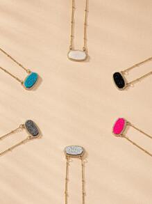 Vintage Lake Blue Đá quý hình elip Dây chuyền xương đòn thanh lịch Thích hợp cho trang phục hàng ngày của phụ nữ - Màu xanh ngọc - Xem 1