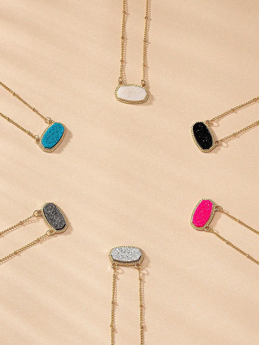 Vintage Lake Blue Đá quý hình elip Dây chuyền xương đòn thanh lịch Thích hợp cho trang phục hàng ngày của phụ nữ - Màu xanh ngọc - Xem 1