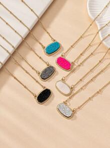 Vintage Lake Blue Đá quý hình elip Dây chuyền xương đòn thanh lịch Thích hợp cho trang phục hàng ngày của phụ nữ - Màu xanh ngọc - Xem 2