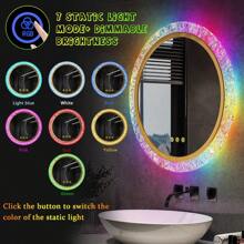 Lvifur RGB Anti-Fog Bathroom Mirror, LED Irregular Backlit Vanity Mirror with 7 Colors Dimmable,Adjustable Brightness,Momery Function,Wall Mounted Vanity Mirror, Lighted Bathroom Mirror