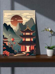 数字绘画、钻石画套装 5d、马赛克珠、DIY 钻石刺绣、全圆钻石、家居装饰十字绣套装、现代艺术、晚间风景、客厅墙壁艺术，1 套