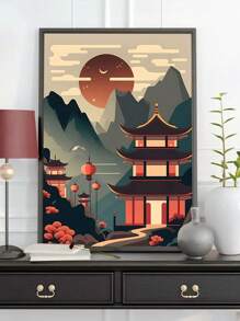 数字绘画、钻石画套装 5d、马赛克珠、DIY 钻石刺绣、全圆钻石、家居装饰十字绣套装、现代艺术、晚间风景、客厅墙壁艺术，1 套