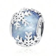 WOSTU 1 件 925 純銀冬季水晶雪花系列珠子女裝珠寶製作吊飾適合原創手鍊和項鍊 Diy - 銀色 - 查看 13