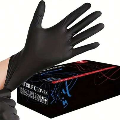 Disposable Nitrile Gloves, Thickened, Powder-Free, Latex-Free, Sterile, High Elasticity, High Protection, Comfortable, Durable, Suitable For Cleaning, Hairdressing, Pets, Gardening, Crafts, Automotive - Pink & Black, Blue, Clear/White/Green/Purple [No Box]
