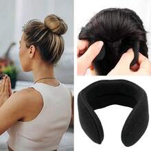2pcs/Set Donut Shaped Hair Styling Tool, Thick Sponge Hair Bun Maker For Voluminous Flower Bud Hairstyle Casual - Black - View 2