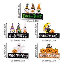 1入隨機萬聖節裝飾,小矮人南瓜木製裝飾氛圍裝飾,鬼怪桌面裝飾 - 彩色 - 查看 2