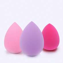 3pcs/Set Hydrophilic Non-Latex Makeup Sponge, Health Makeup Sponge With Water Drop Shape, Includes Pink, Red And Purple - Purple - View 1