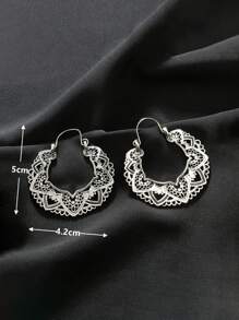 一对复古风耳环，适合女性佩戴，可作为结婚纪念日、派对首饰或情人节礼物。 - 銀色 - 查看 3