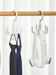 1pc 5-Hook Rotating Wardrobe Hanger, Multi-Functional Storage Rack For Bags, Belts, Scarves, Ties & Accessories - Grey - View 8