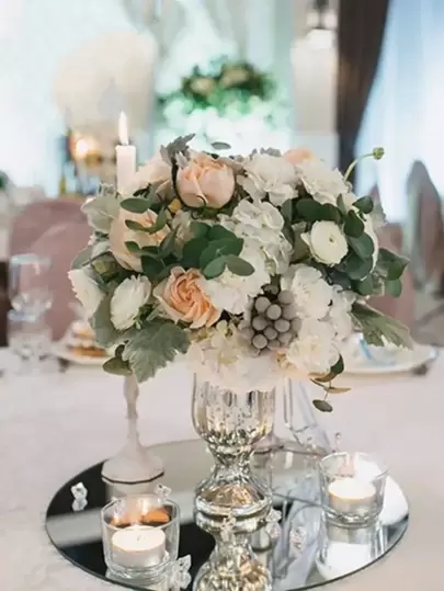 1pc Round Mirror Look Cup Mat, Party, Wedding, Festival Table Decoration Candle Plate Tray