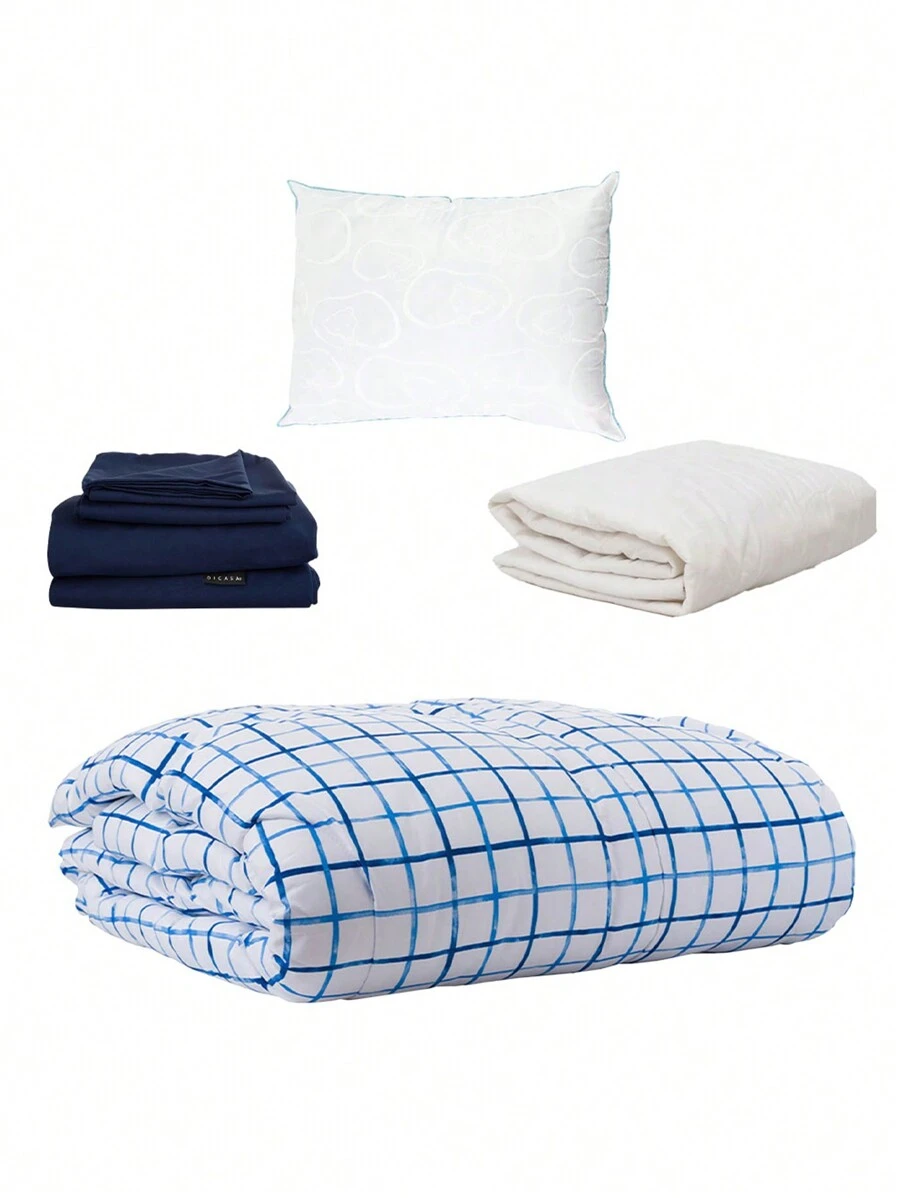 Palermo Completo Softy Edredon + Sabanas Softy + Protector + Almohada Oso Microfibra Azul | Marino | Blanco Individual - Multicolor - Ver 1