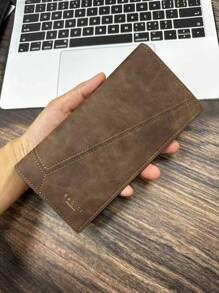 新款复古风格时尚两折男士钱包简约多槽拉链学生钱包超薄便携现金白领女性适合女士大学工作商务通勤办公室周年纪念情侣生日礼物情人节礼物男士钱包钱包长款钱包 - 咖啡棕 - 查看 1