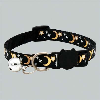 1 Pieza Collar De Estrellas, Luna, Gato Y Perro Con Hebilla Reflectante