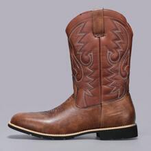 Men's Western Style Boots, Fashionable, Durable And Slip-resistant - Brown - View 1