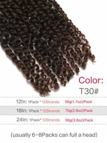 1-6 gói, 12 sợi tóc giả xoắn sẵn kiểu Passion Twist, dài 12/18/24 inch, tóc giả móc Passion Twist dành cho nữ, tóc nối tổng hợp có vòng sẵn (1B/30#) - Nhiều màu - Xem 3