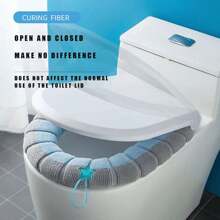 1 件舒适马桶座套，可水洗针织设计，适合家庭使用浴室装饰秋季装饰 - 綠色 - 查看 5