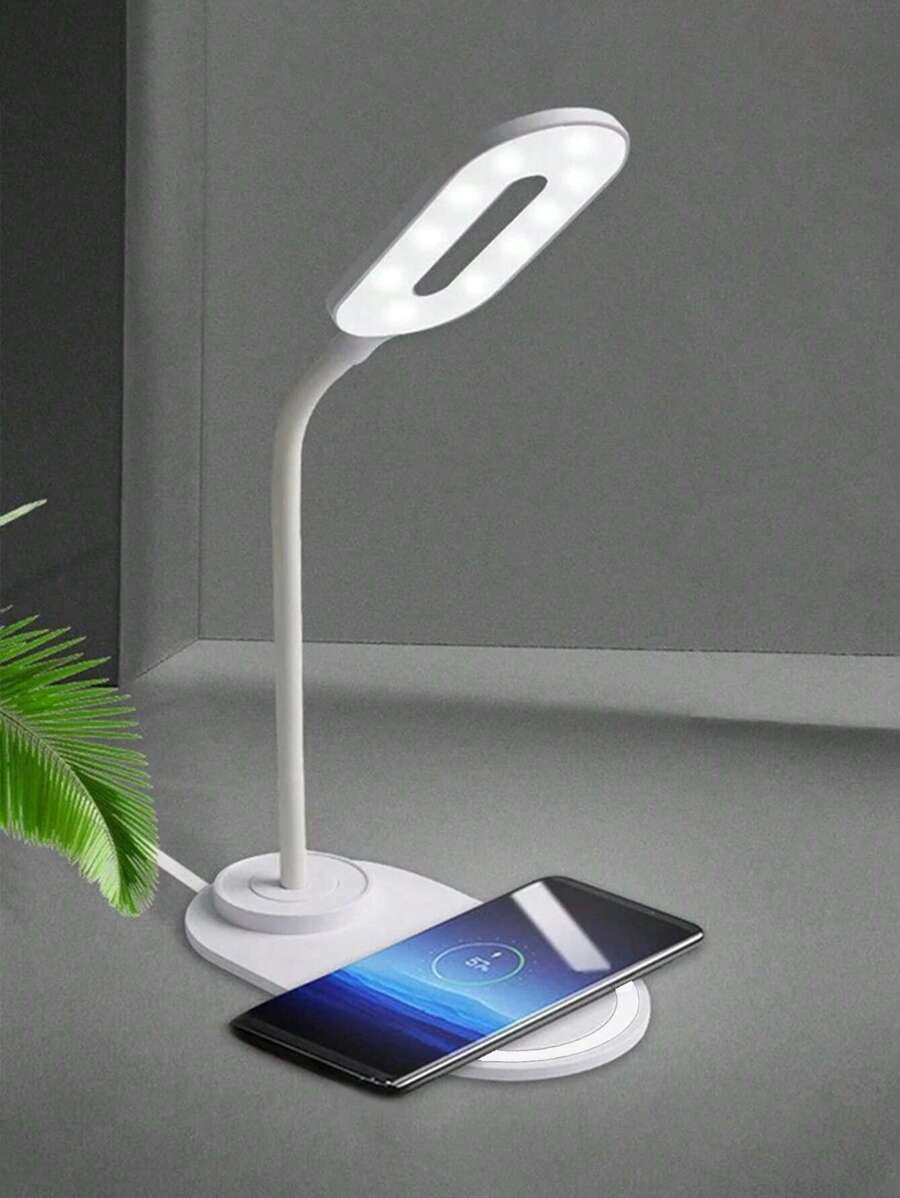 Lámpara de escritorio multifunción de 15W con carga inalámbrica y ajuste de iluminación para fotografía - Blanco - Ver 1