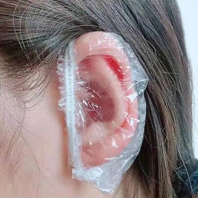 100 chiếc/50 chiếc Bịt tai PE dùng một lần, Bịt tai nhuộm chống thấm nước nhỏ (Gói dụng cụ nhuộm Đóng gói ngẫu nhiên)