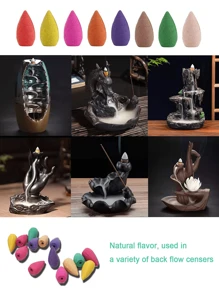 300pcs Backflow Incense Cones, 100% Pure Natural Handmade, Waterfall Scent, Rose, Tulip, Jasmine, Lavender Rose, Suitable For Backflow Incense Burner | Meditation Yoga Gift, Birthday Graduation Gift - 300 pieces - View 8