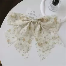 1pc Small Floral Print Chiffon Streamer Hair Clip, Extra Large Size - Multicolor - View 2