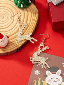 1對流行的耶誕風格鹿形吊飾耳環,適用於派對和日常佩戴