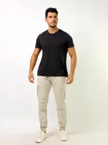 Men Pants - 米色 - 查看 2