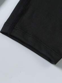 Áo thun thể thao dài tay cổ cao, co giãn cao, nhanh khô, kiểu dáng boyfriend, chống nắng, thích hợp cho chạy bộ, tập luyện, tập gym, màu đen, mùa xuân. - màu đen - Xem 8