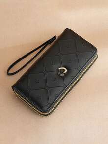 New Design Women Wallet Fashionable Long Clutch Purse With Zipper & Phone Compartment Wallet Long - Black - View 2